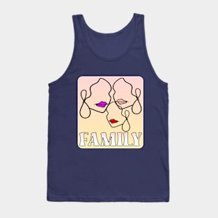 LINE ART FACE FAMILY Tank Top